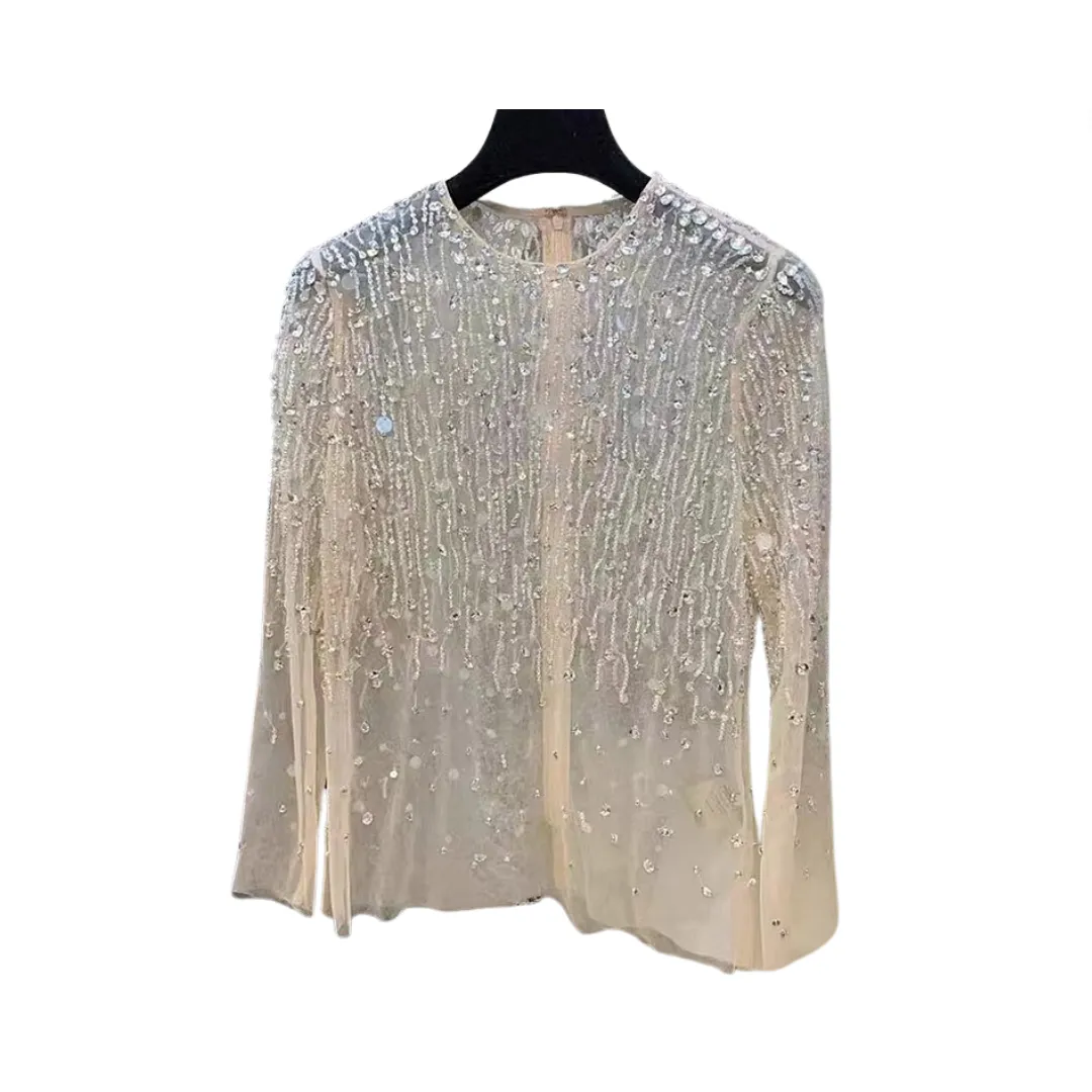 Pre Order: Sequined Mesh Cover Shirt