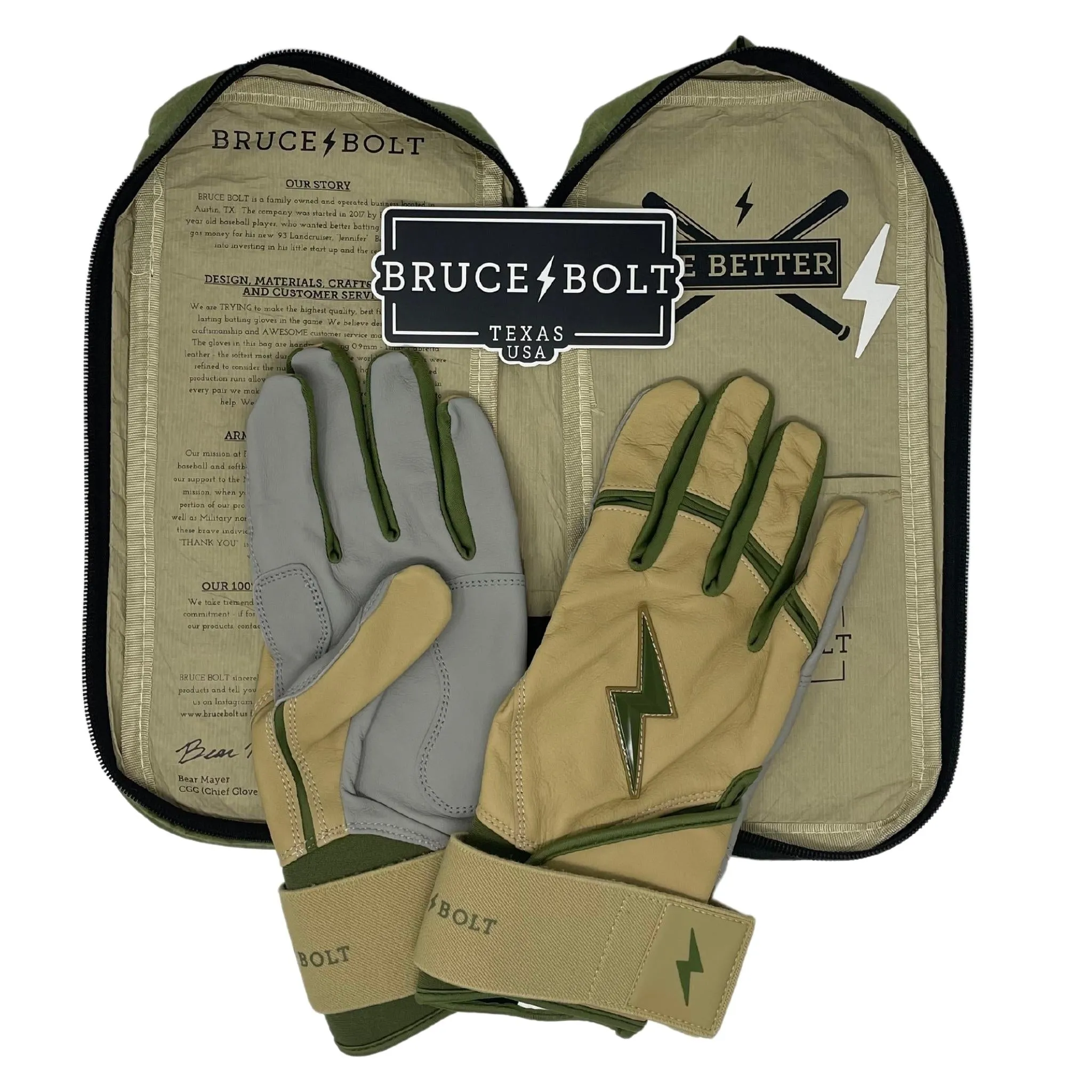 PREMIUM PRO Patriot Series Long Cuff Batting Gloves - MILITARY BEIGE