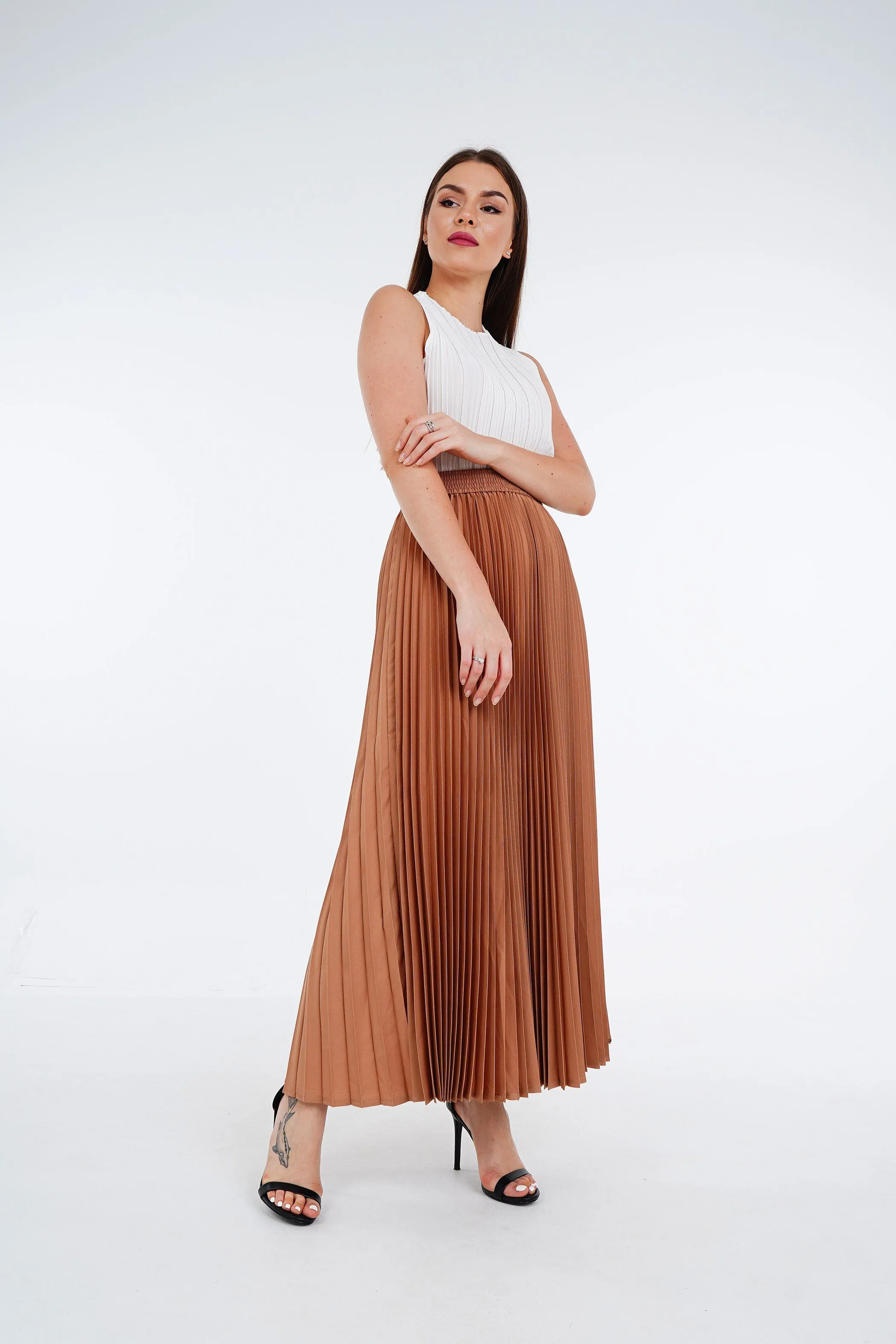 Priya Palazzo Pleated A-line Skirt