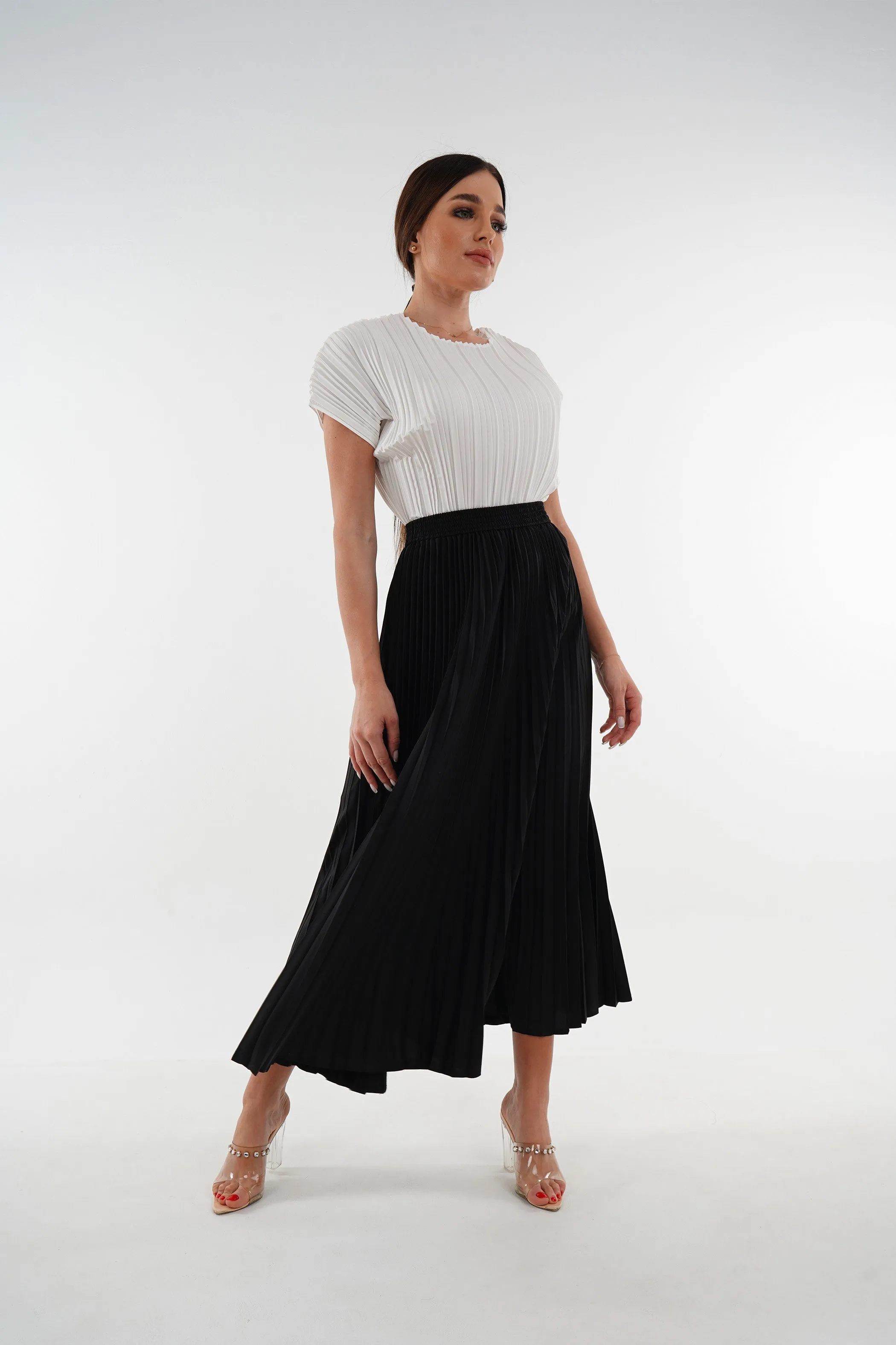 Priya Palazzo Pleated A-line Skirt