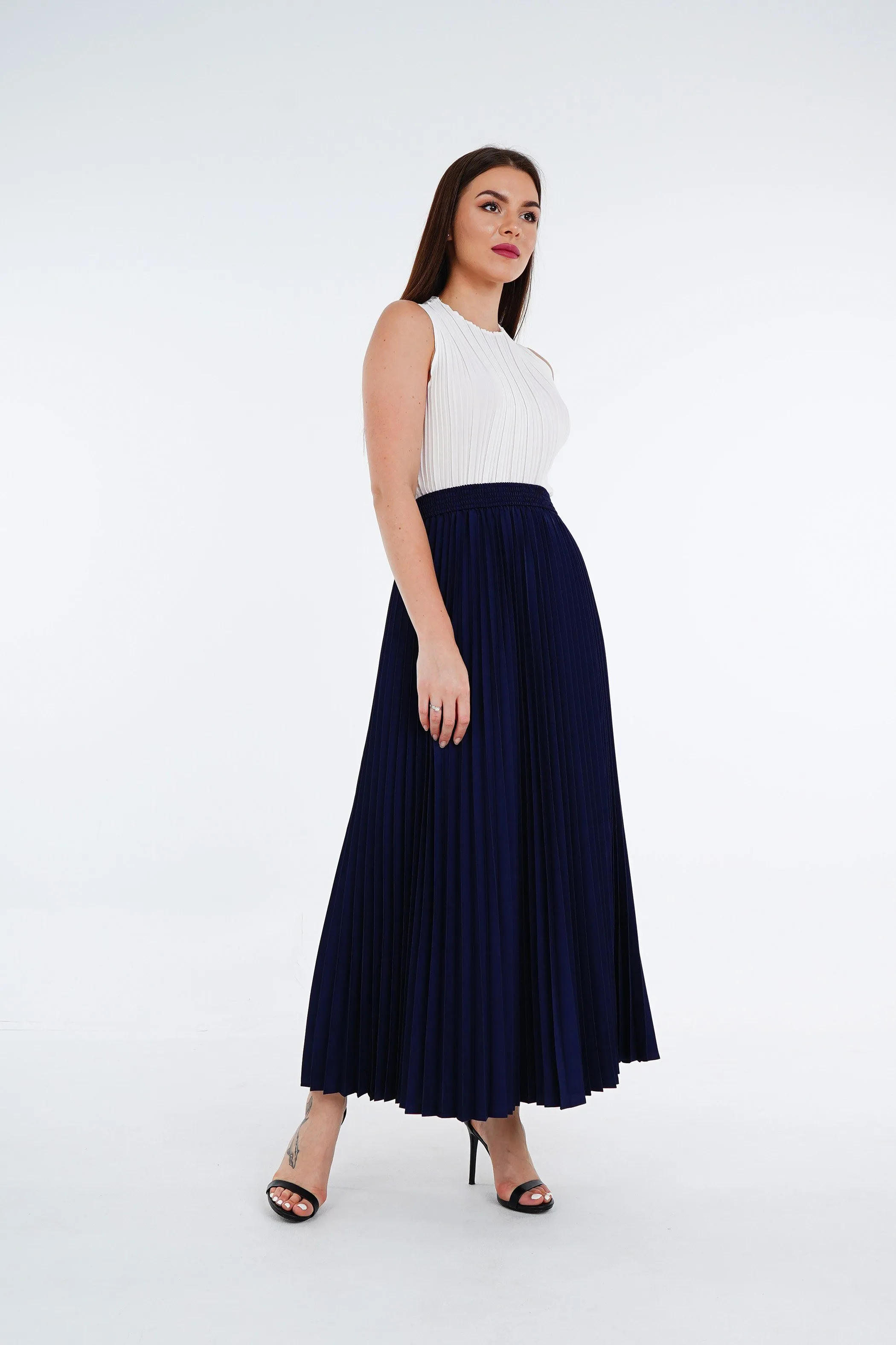 Priya Palazzo Pleated A-line Skirt