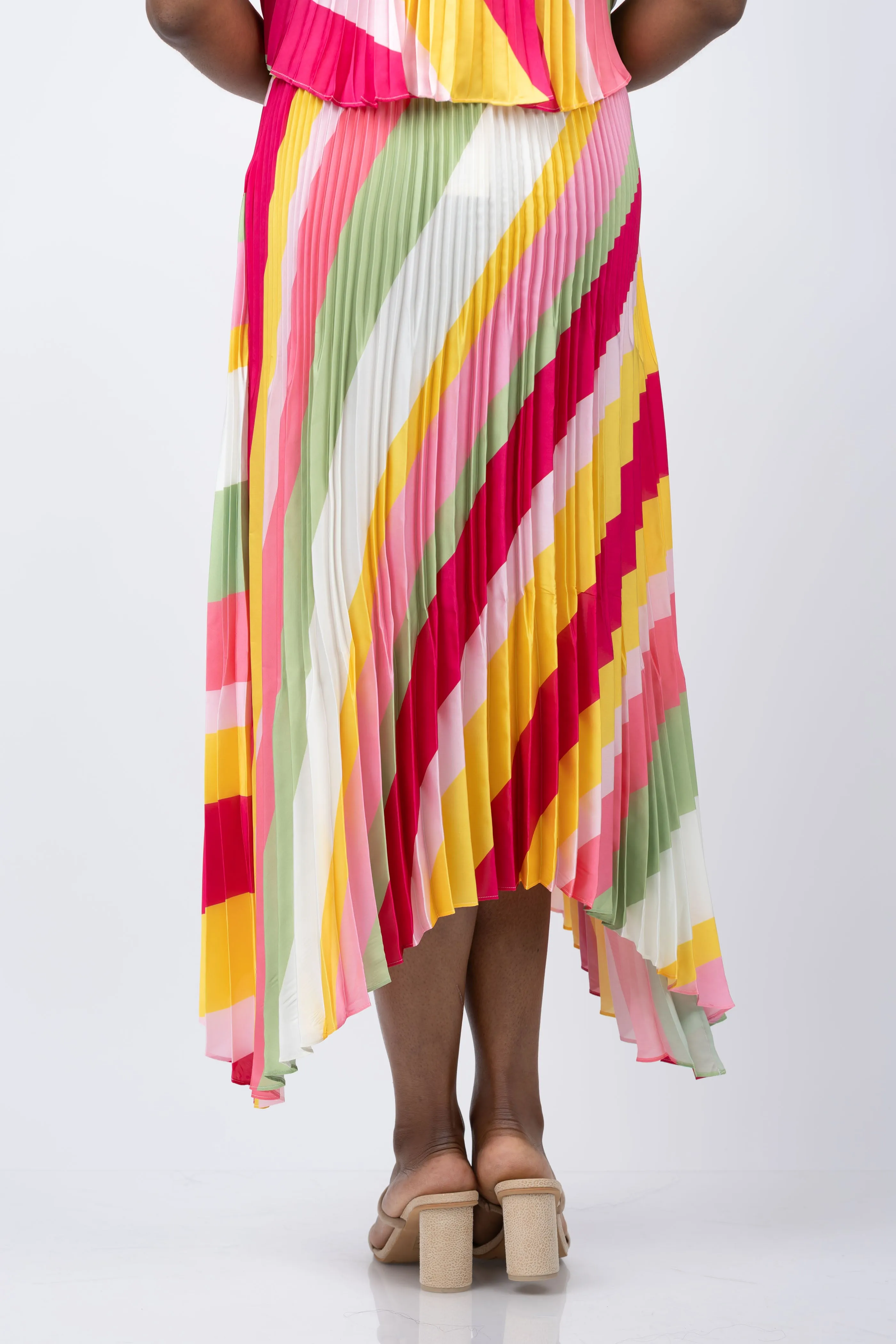 Ramy Brook Beatrice Skirt in Pink Punch Stripe