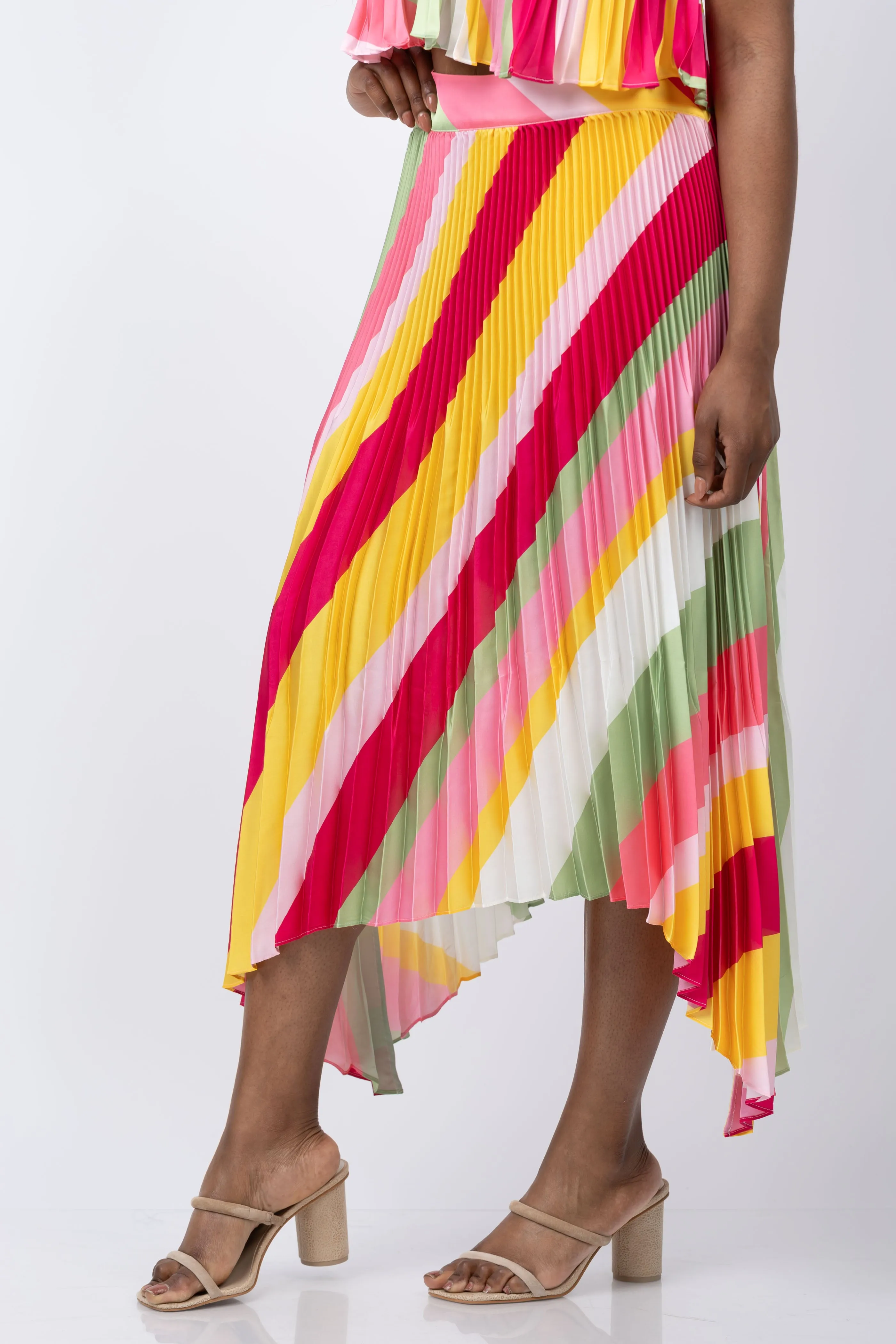 Ramy Brook Beatrice Skirt in Pink Punch Stripe