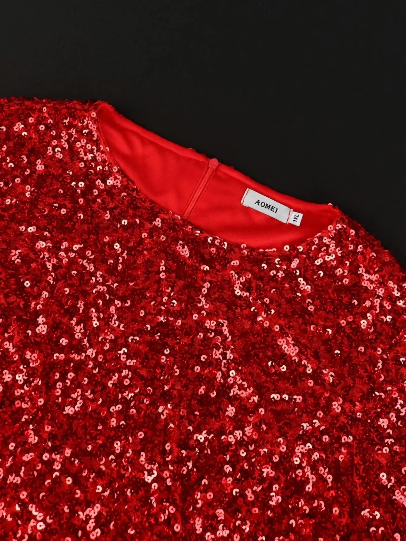 Red Sequins Evening Tops