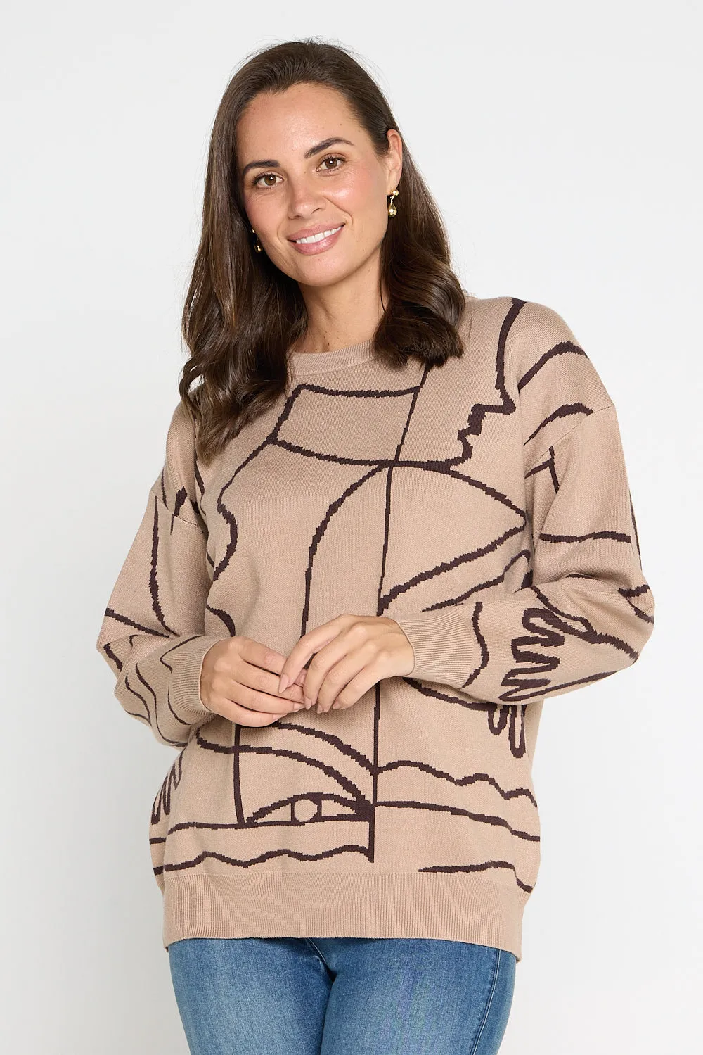 Rena Knit Jumper - Mocha Print