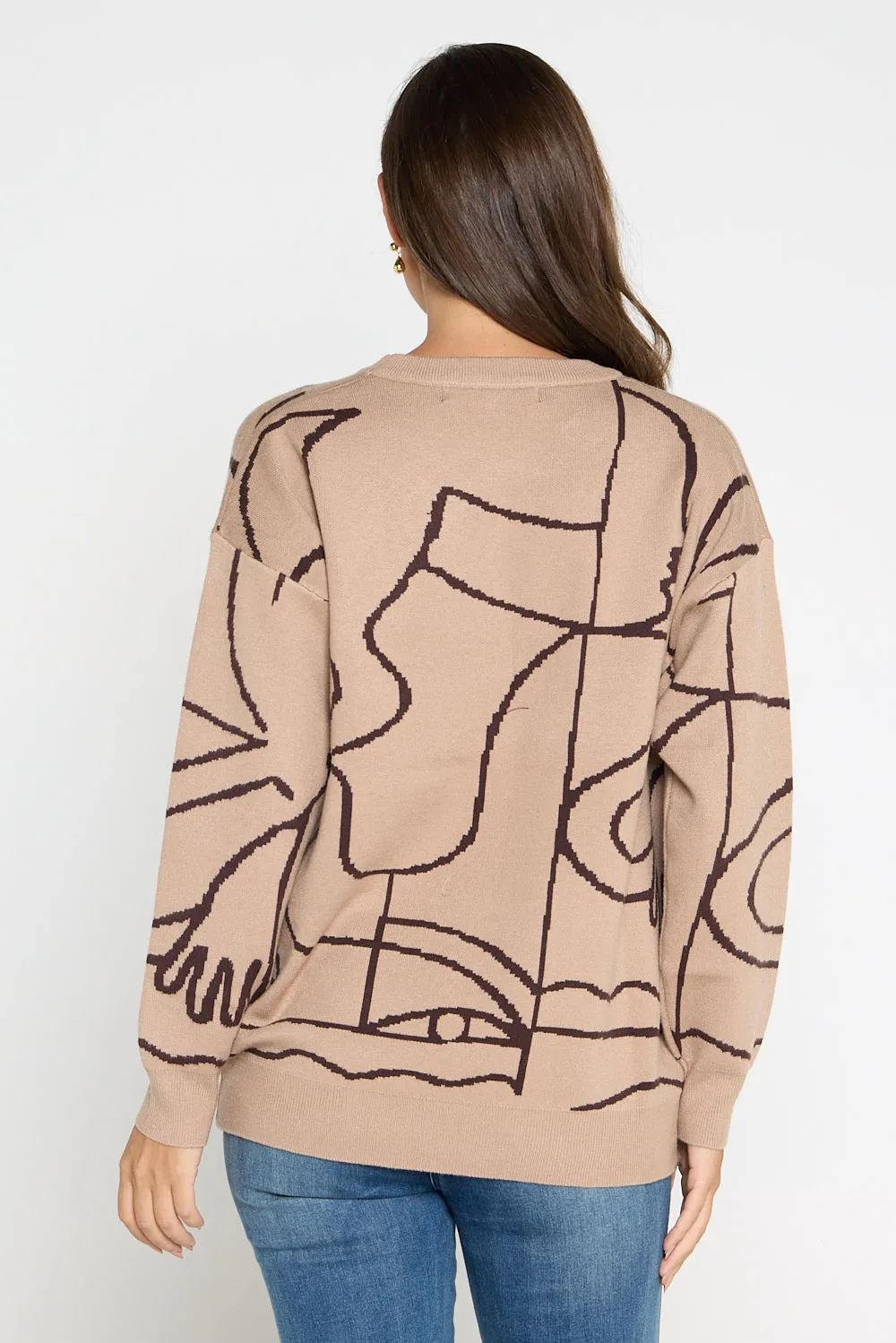 Rena Knit Jumper - Mocha Print