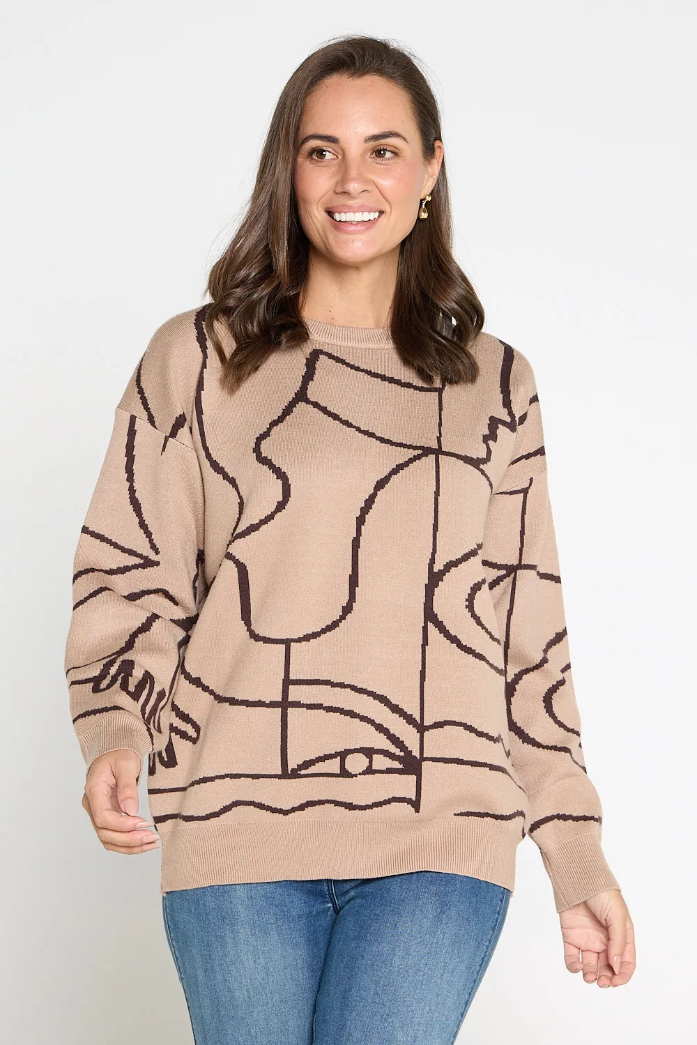 Rena Knit Jumper - Mocha Print