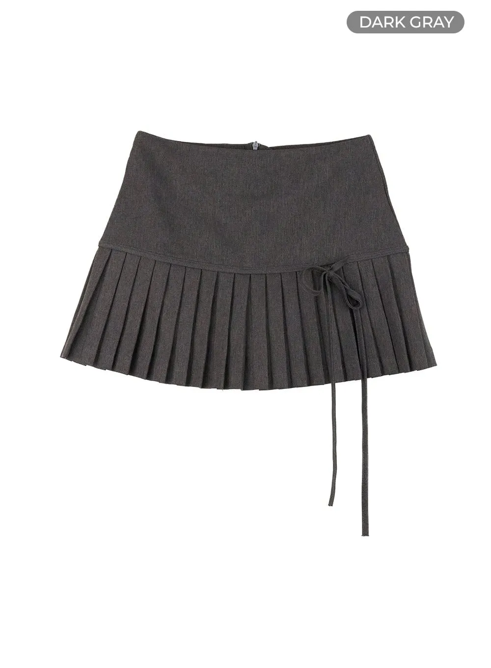 Ribbon Half Pleated Mini Skirt OL430