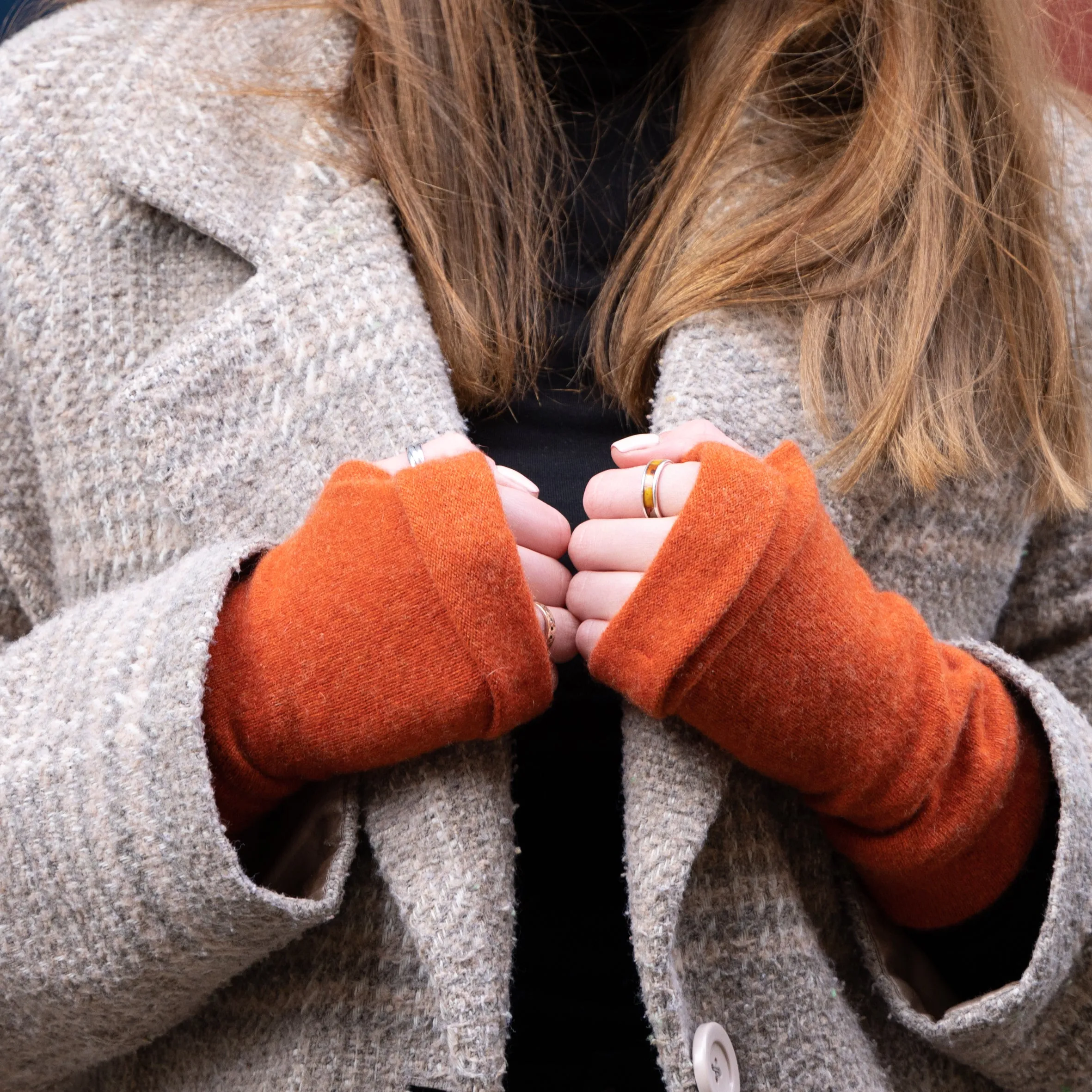 Russet Cashmere Fingerless Gloves