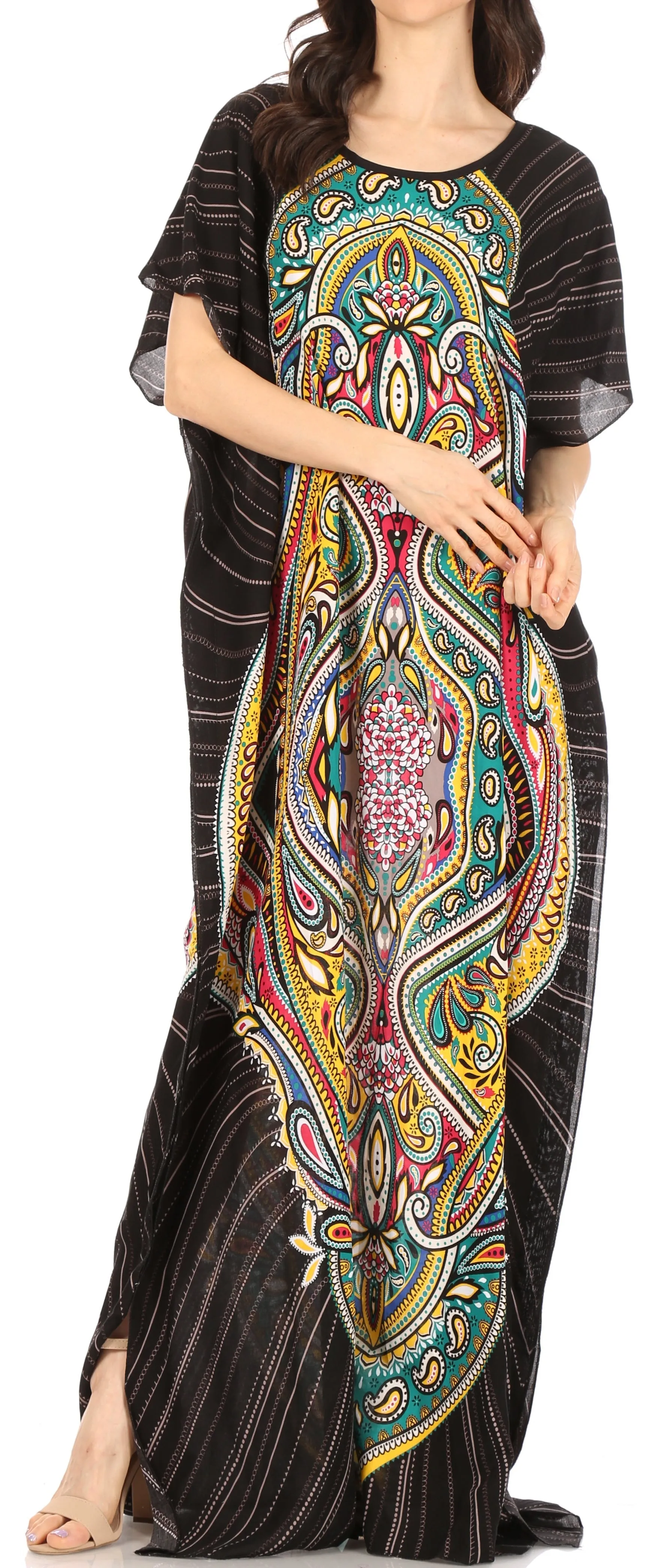 Sakkas Aggy Womens Dashiki African Print Caftan Dress Maxi Boho Hippie Colorful