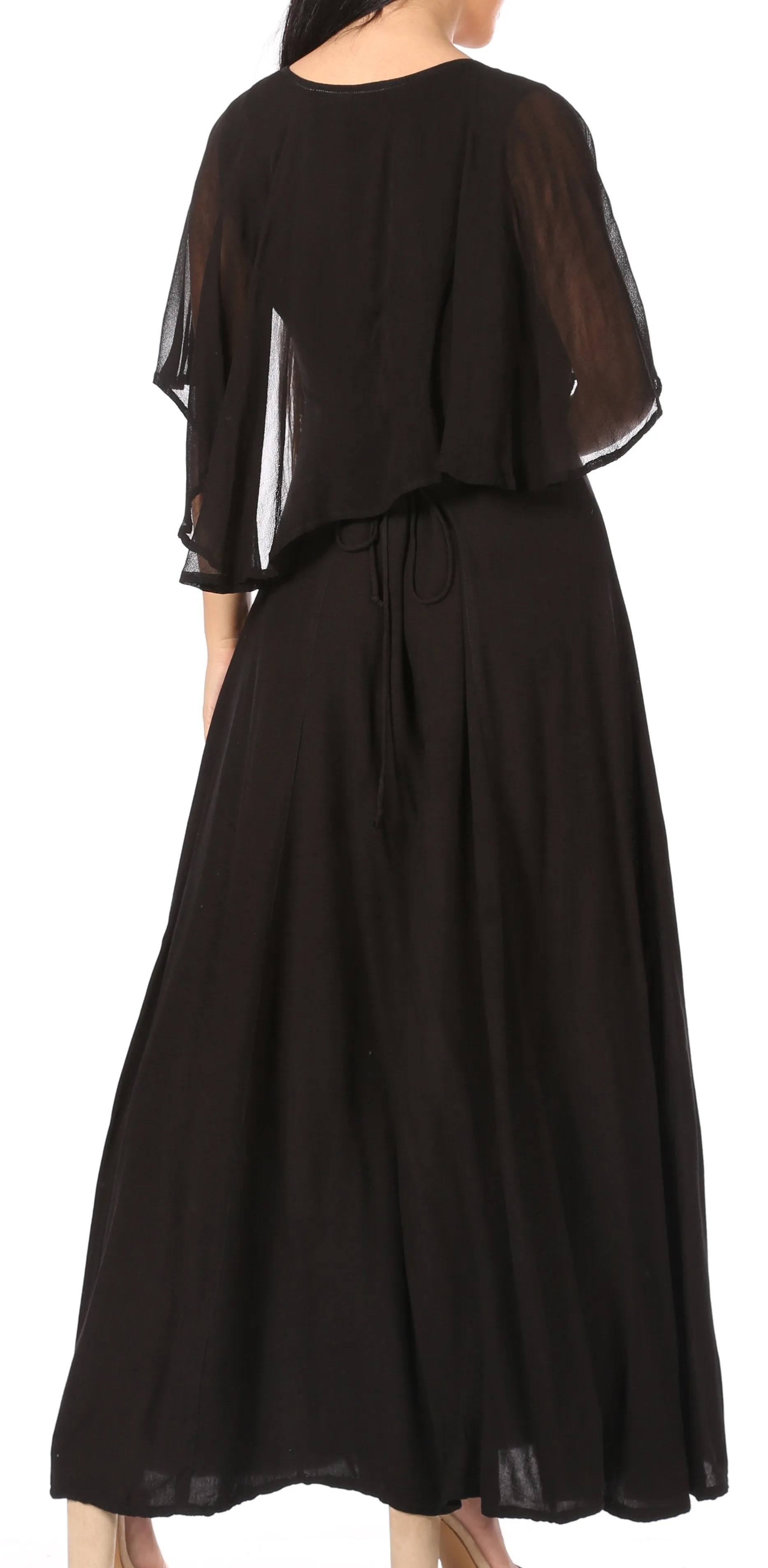 Sakkas Niam Women's Maxi Capelet Long Dress Celtic Medieval Renaissance Adjustable