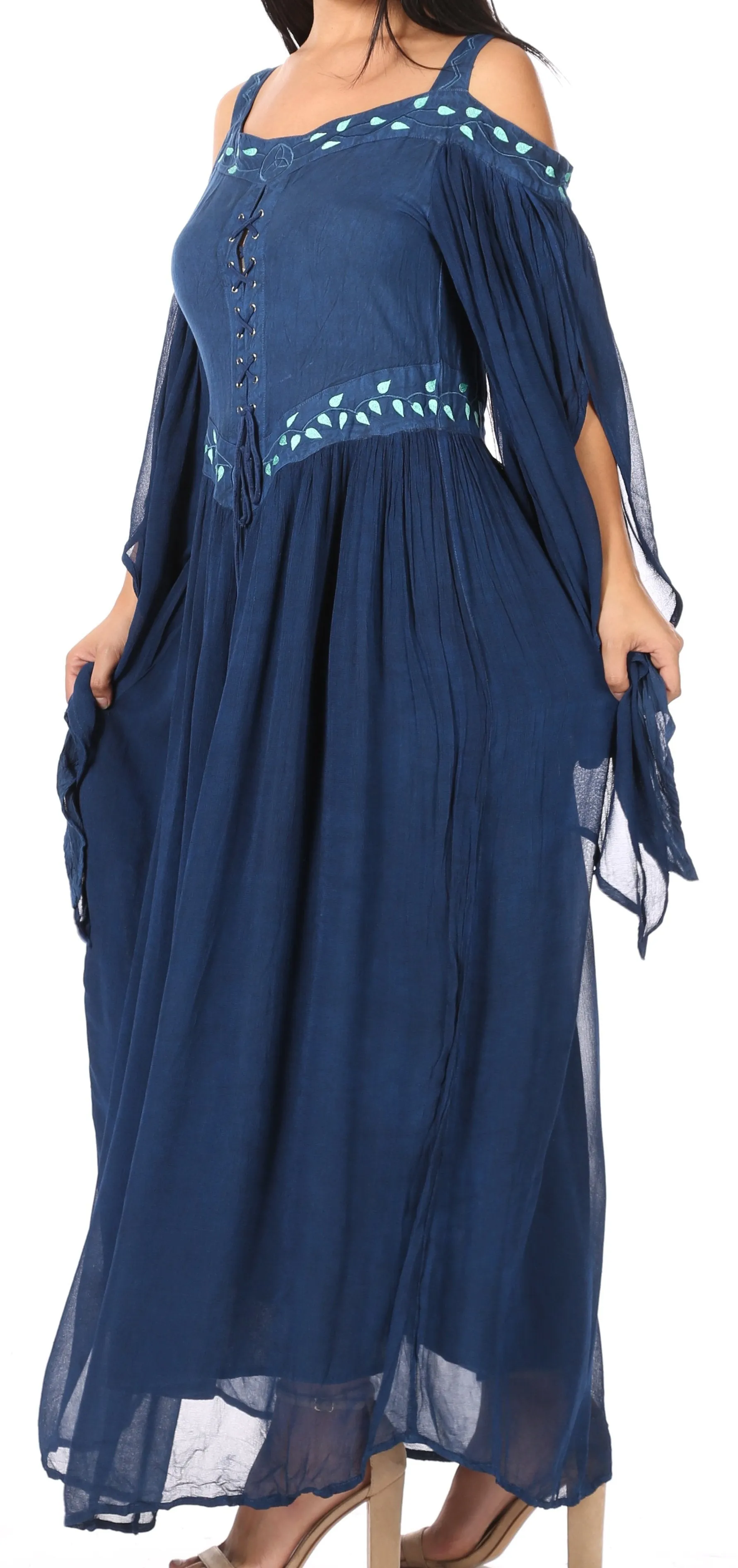 Sakkas Roisin Women's Medieval Celtic Renaissance Long Sleeve Costume Dress