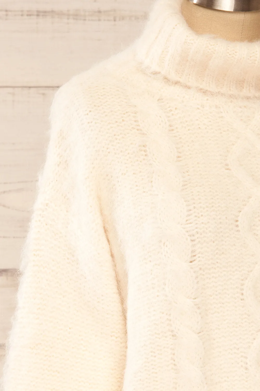 Seattle Ivory | Fuzzy Knit Turtleneck Sweater