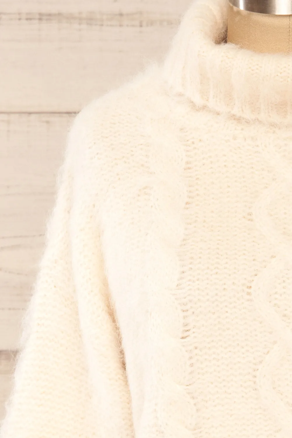 Seattle Ivory | Fuzzy Knit Turtleneck Sweater