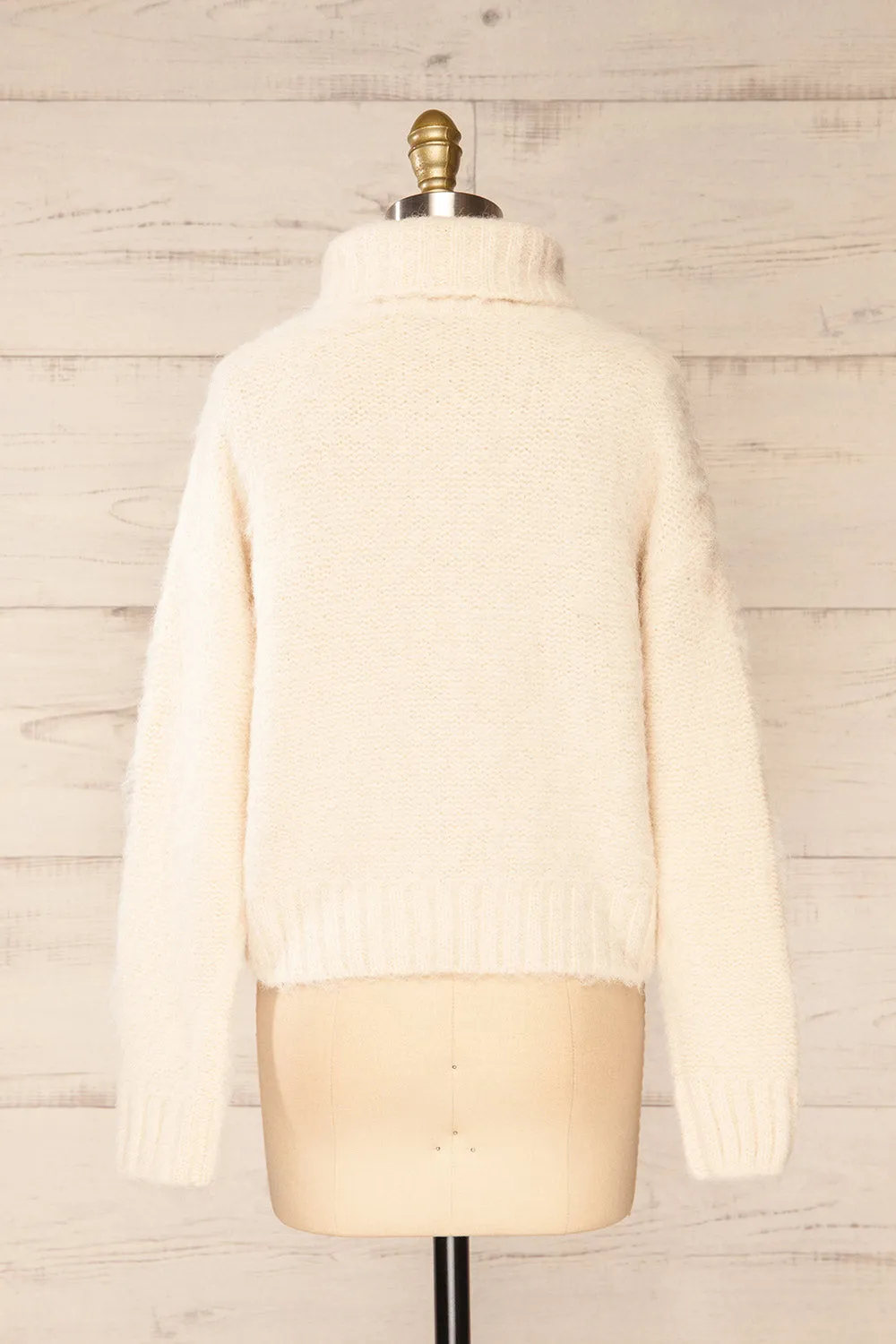 Seattle Ivory | Fuzzy Knit Turtleneck Sweater