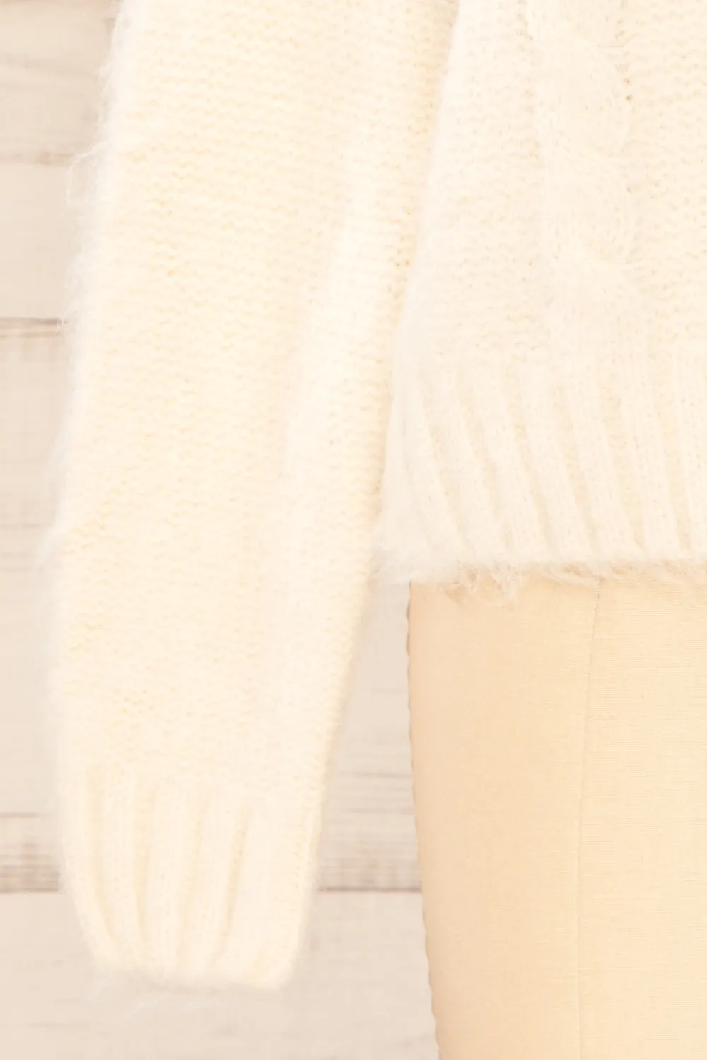 Seattle Ivory | Fuzzy Knit Turtleneck Sweater