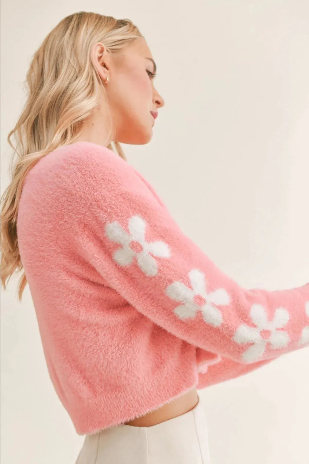 Self Love Fuzzy Flower Cardigan