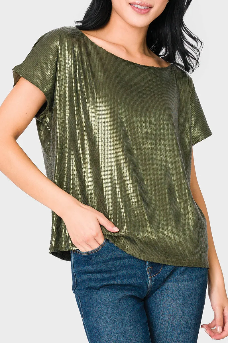 Sequin Off Shoulder Tee