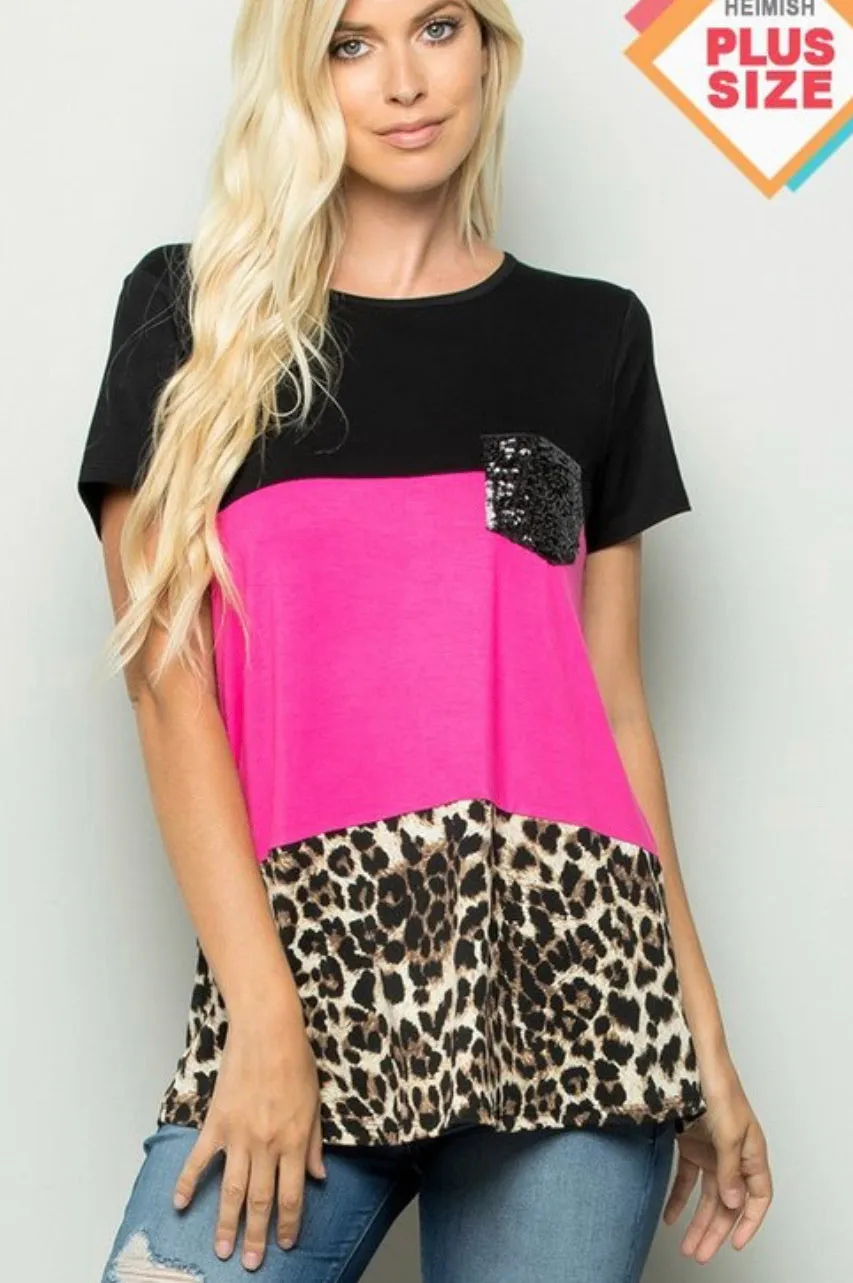 Sequined Leopard PLUS Top