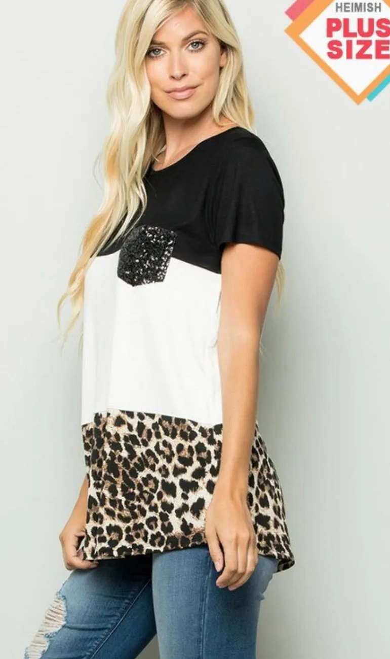 Sequined Leopard PLUS Top