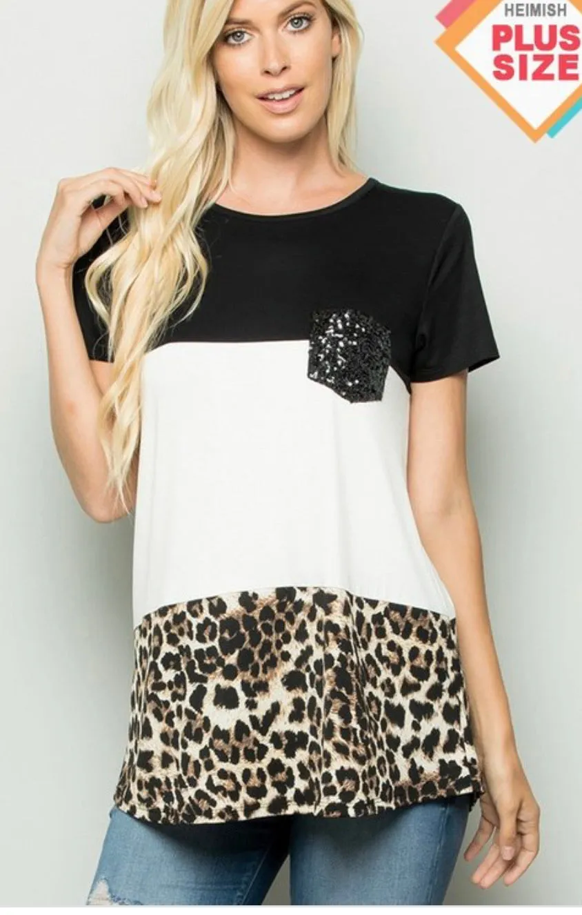 Sequined Leopard PLUS Top