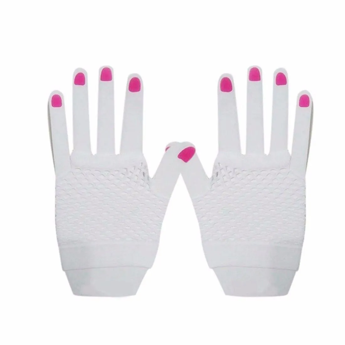 Short Fishnet Gloves - White