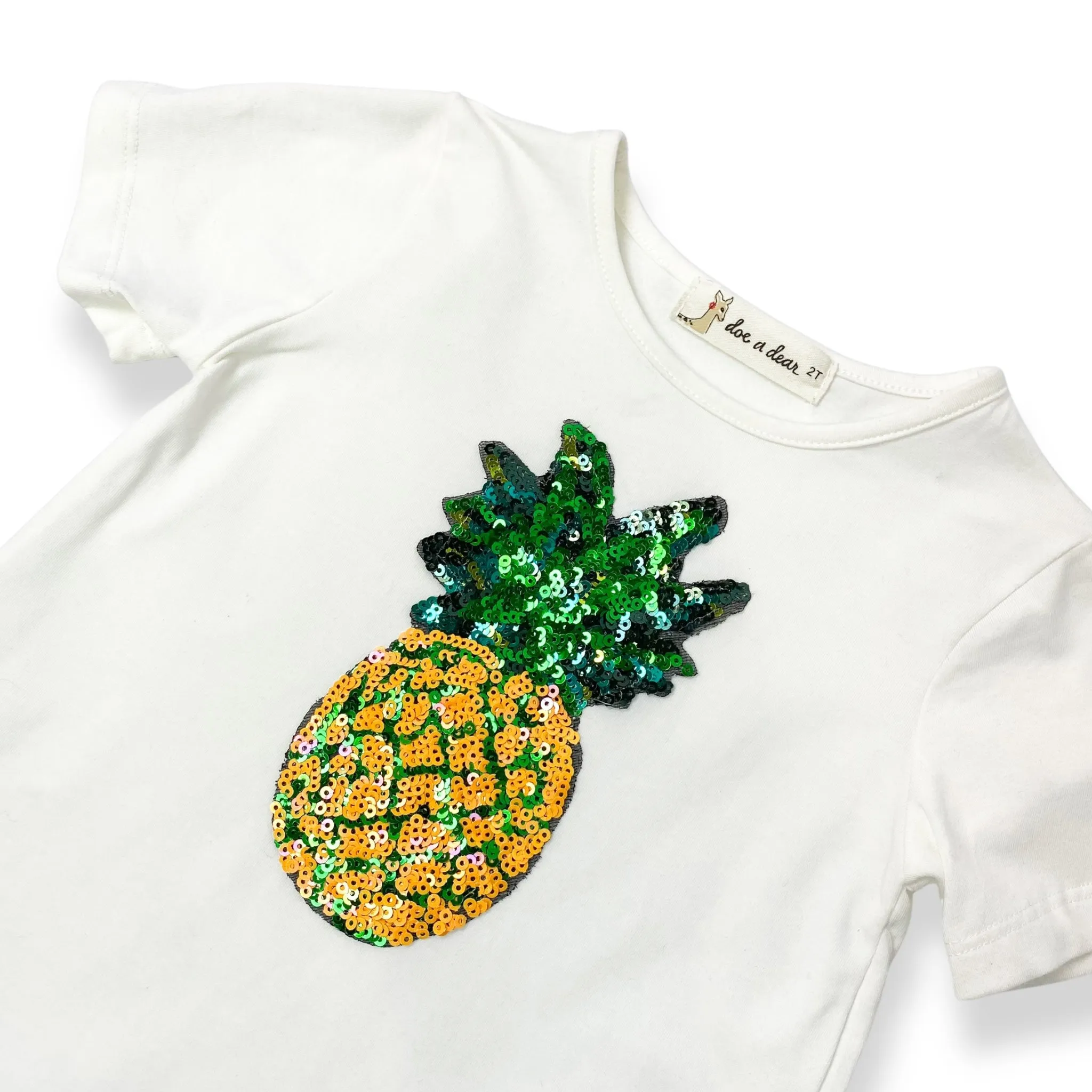 Short Sleeve Tee w/ Pineapple Sequinned Patch