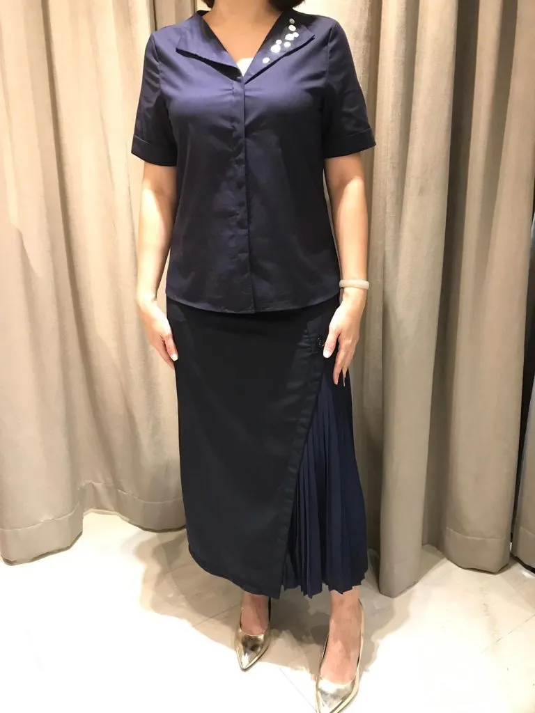 Side Pleated Foldover Skirt