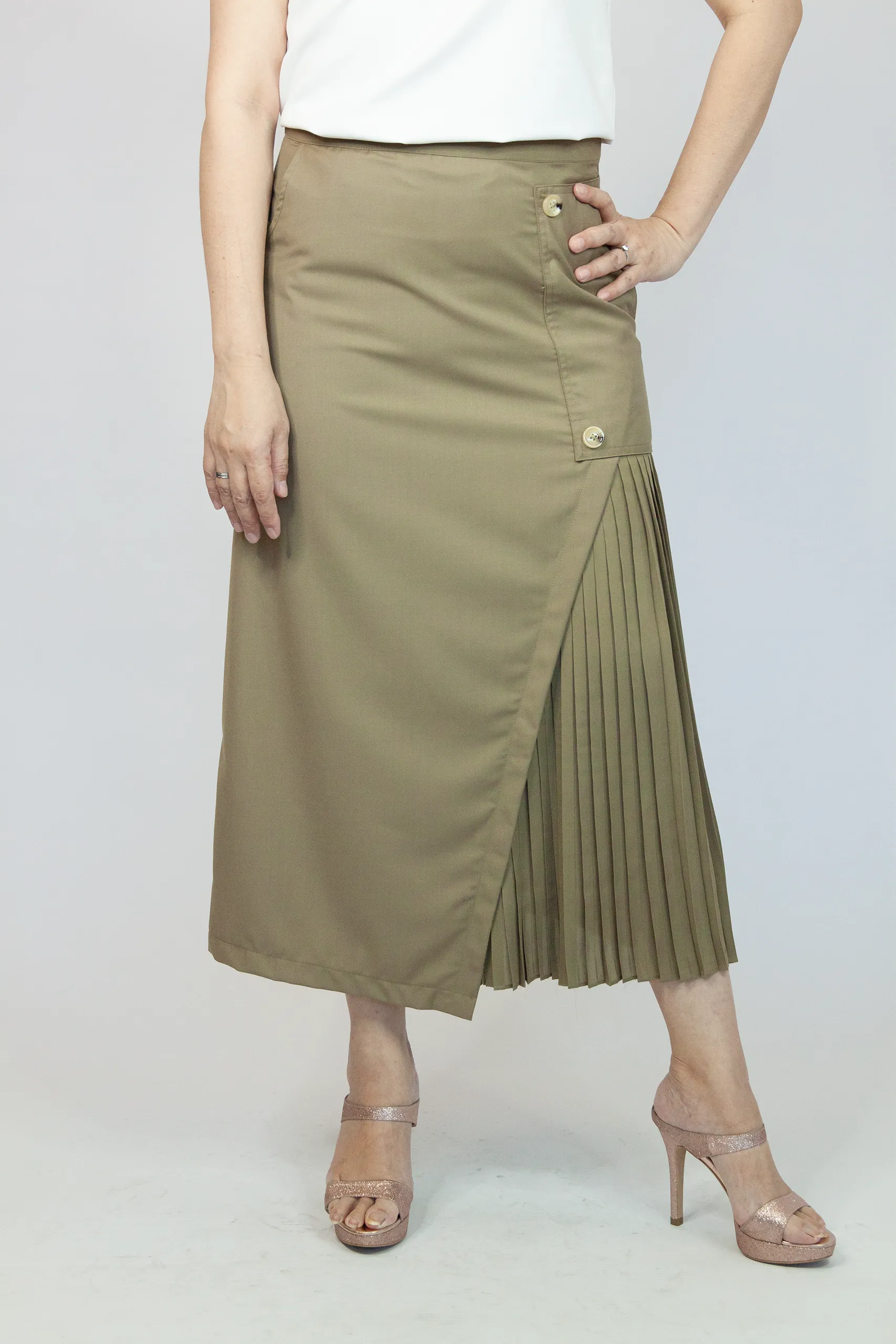 Side Pleated Foldover Skirt