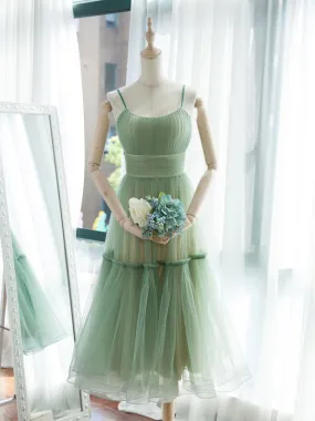 Simple Aline Tulle Green Short Prom Dress Tulle Green Homecoming Dress