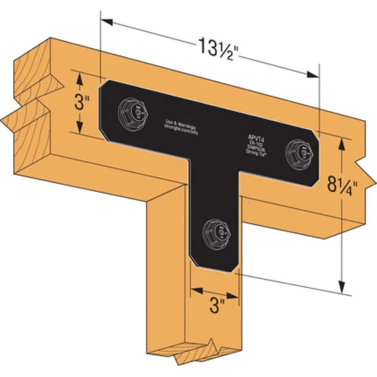 Simpson Strong-Tie APVT4 Outdoor Accents® Avant Collection™ ZMAX®, Black Powder-Coated T Strap for 4x4, 8-Pack