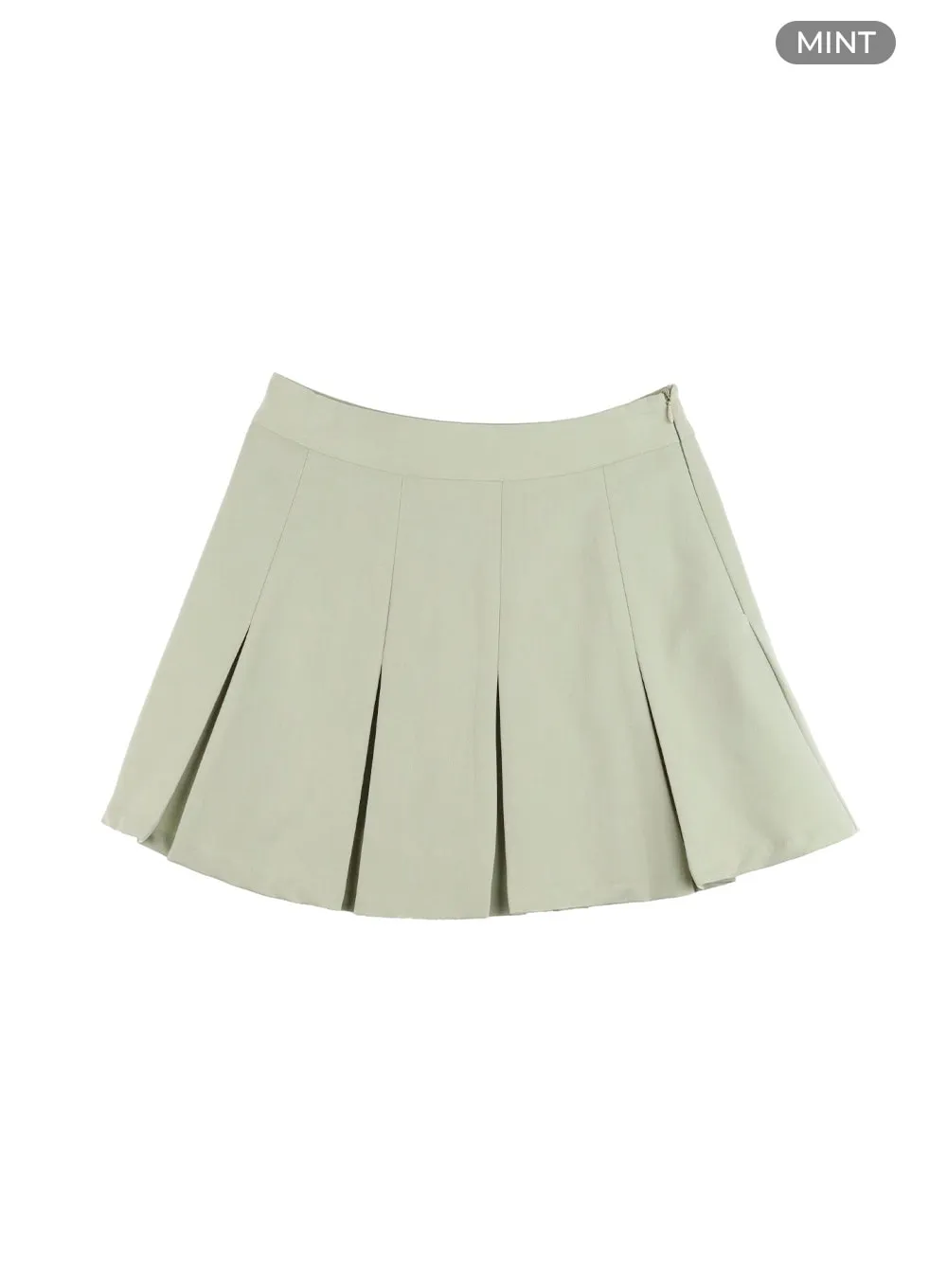 Solid Pleated Mini Skirt OY417