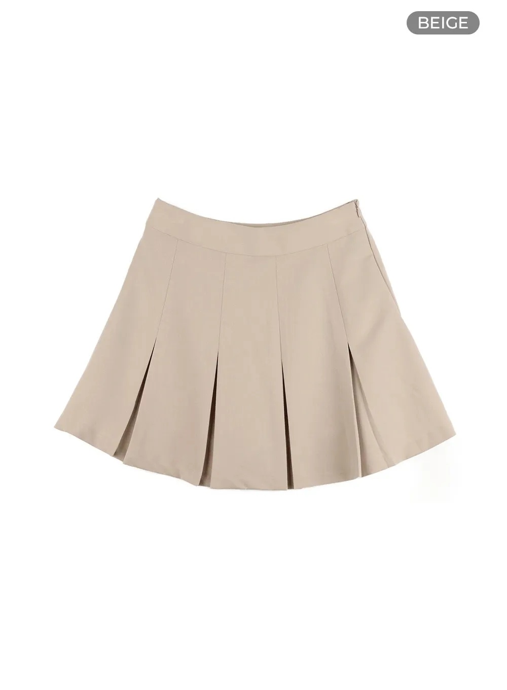 Solid Pleated Mini Skirt OY417