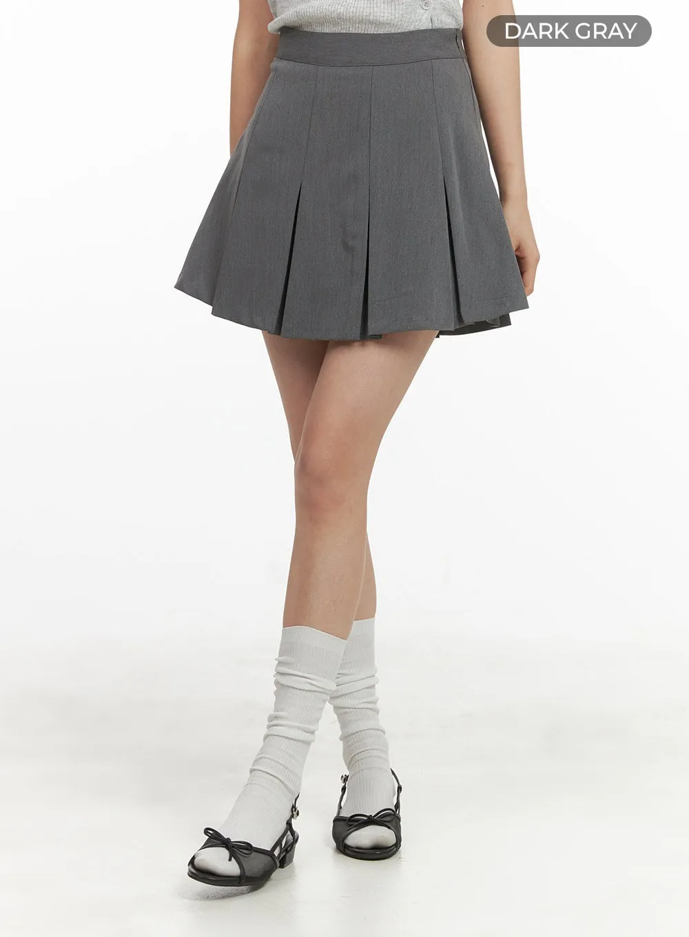 Solid Pleated Mini Skirt OY417