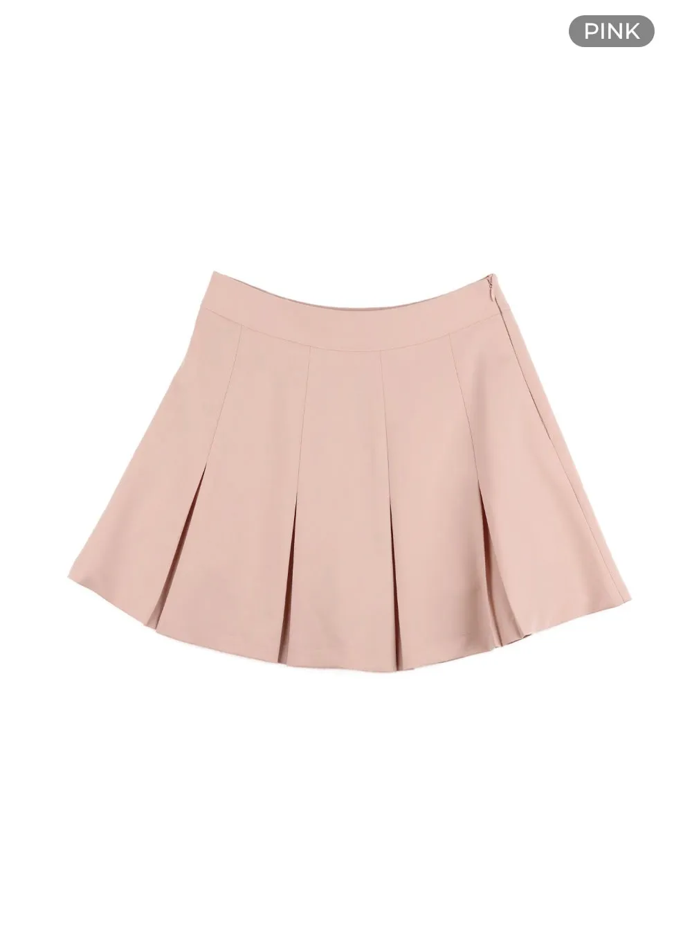 Solid Pleated Mini Skirt OY417