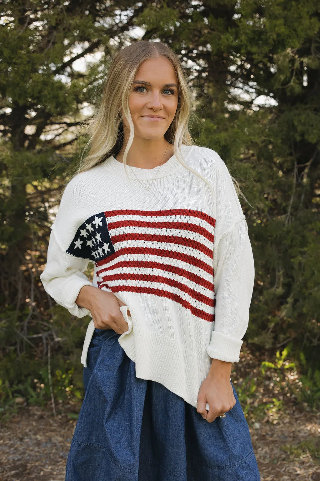 Stars and Stripes Sweater-Ivory