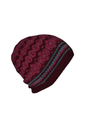 Stockbridge Fair isle Beanie Hat - Burgundy