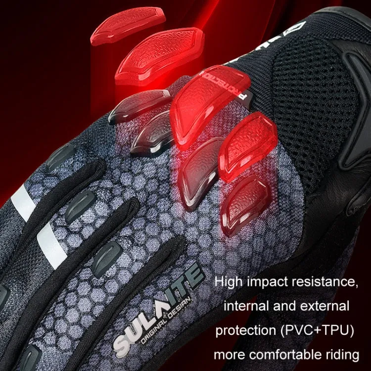 SULAITE Motorcycle Anti-fall Touch Screen Breathable Mesh Cycling Gloves, Size: L(Black Blue)