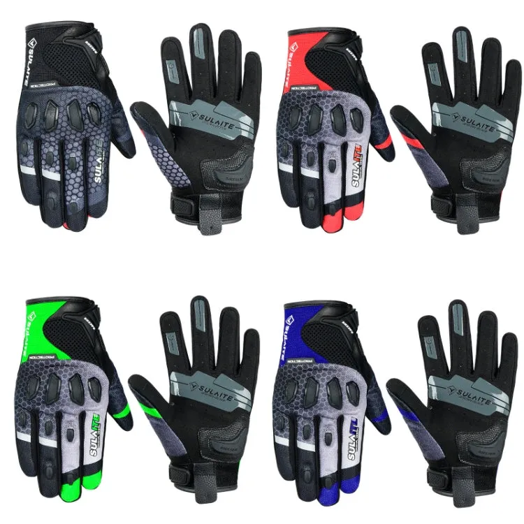 SULAITE Motorcycle Anti-fall Touch Screen Breathable Mesh Cycling Gloves, Size: L(Black Blue)