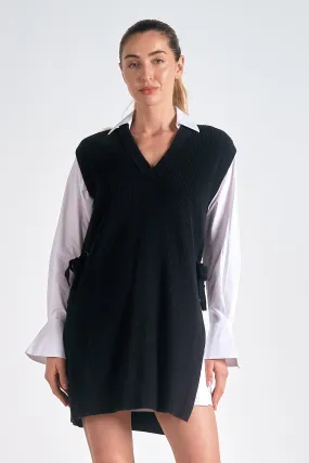 Sweater Dress Shirt Combo, Black