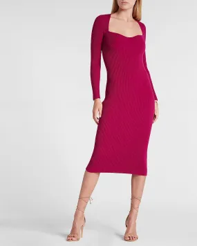 Sweetheart Neckline Midi Sweater Dress in Wild Orchid