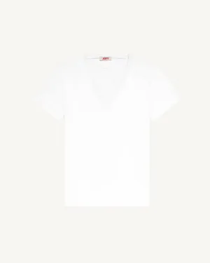 T-shirt col V femme en coton Blanc Sofia