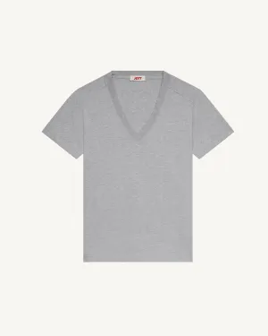 T-shirt col V femme en coton Gris chiné Sofia