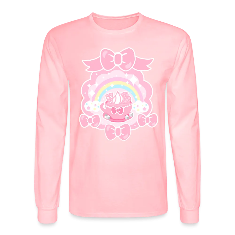 Teatime Fantasy Men's Pink Long Sleeve Cotton T-Shirt