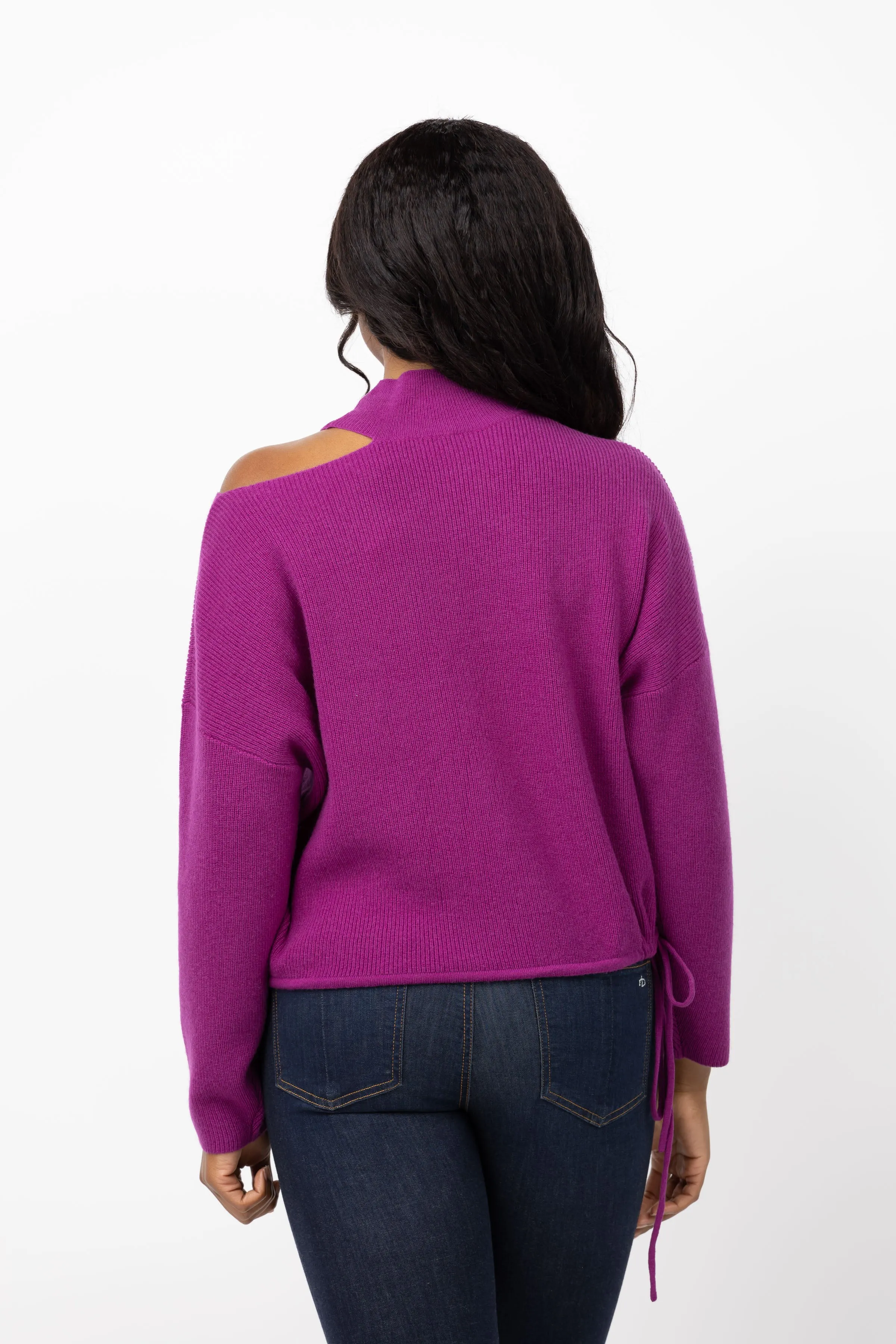 The Sei Open Shoulder Sweater in Berry