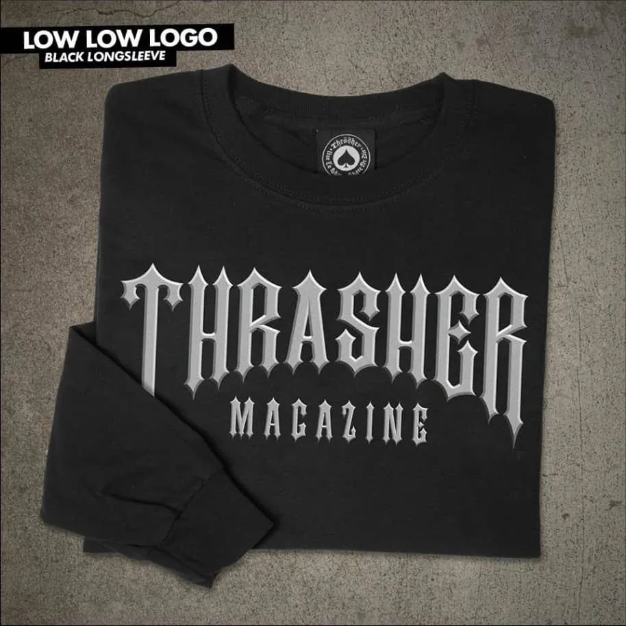 THRASHER L/S T-SHIRT LOW LOW LOGO - BLACK