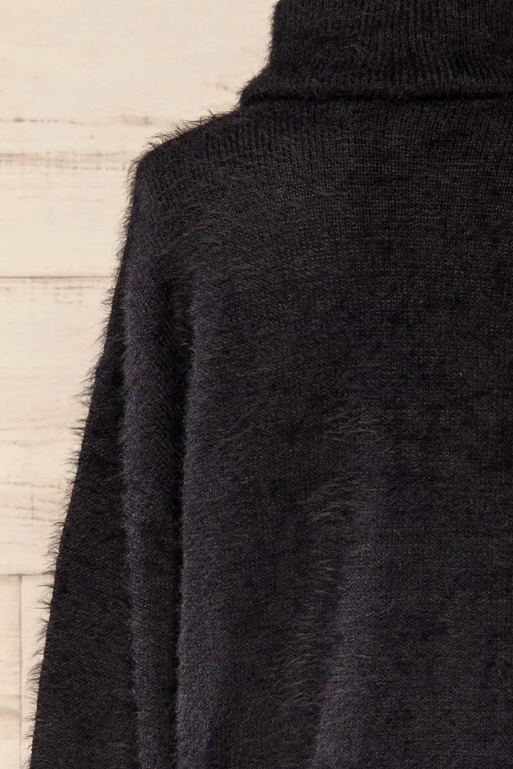 Titania Black | Fuzzy Turtleneck Sweater