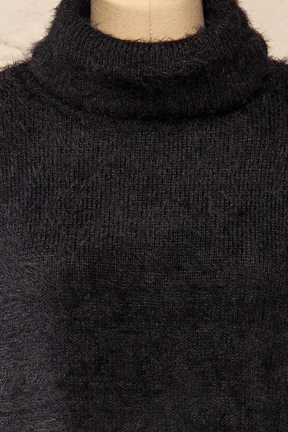 Titania Black | Fuzzy Turtleneck Sweater