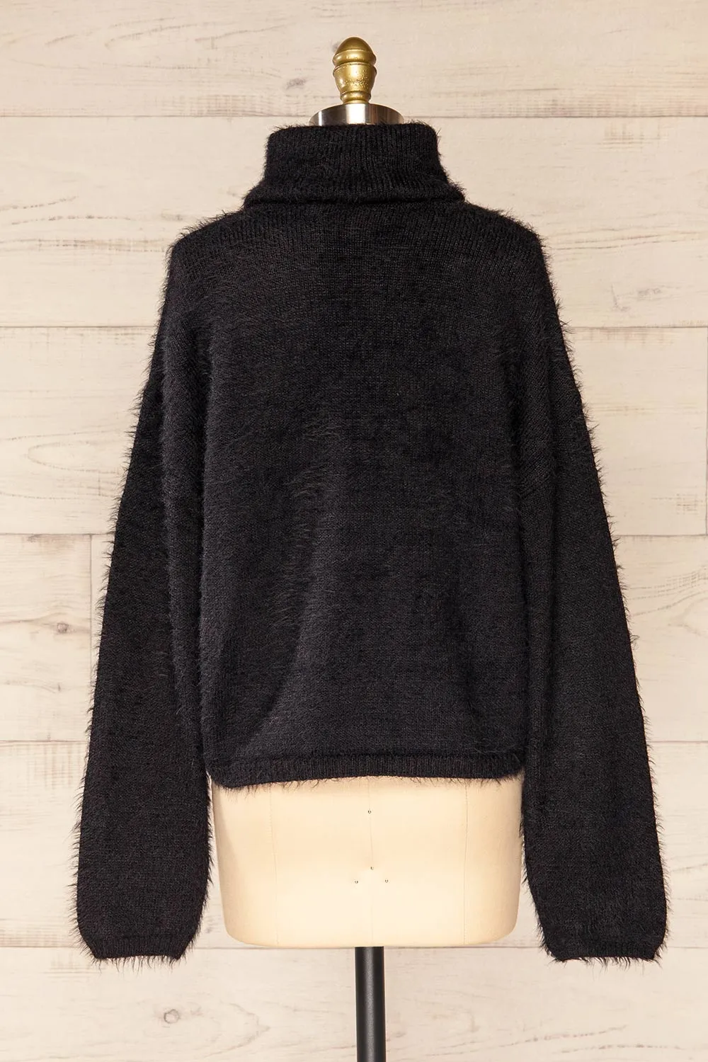 Titania Black | Fuzzy Turtleneck Sweater