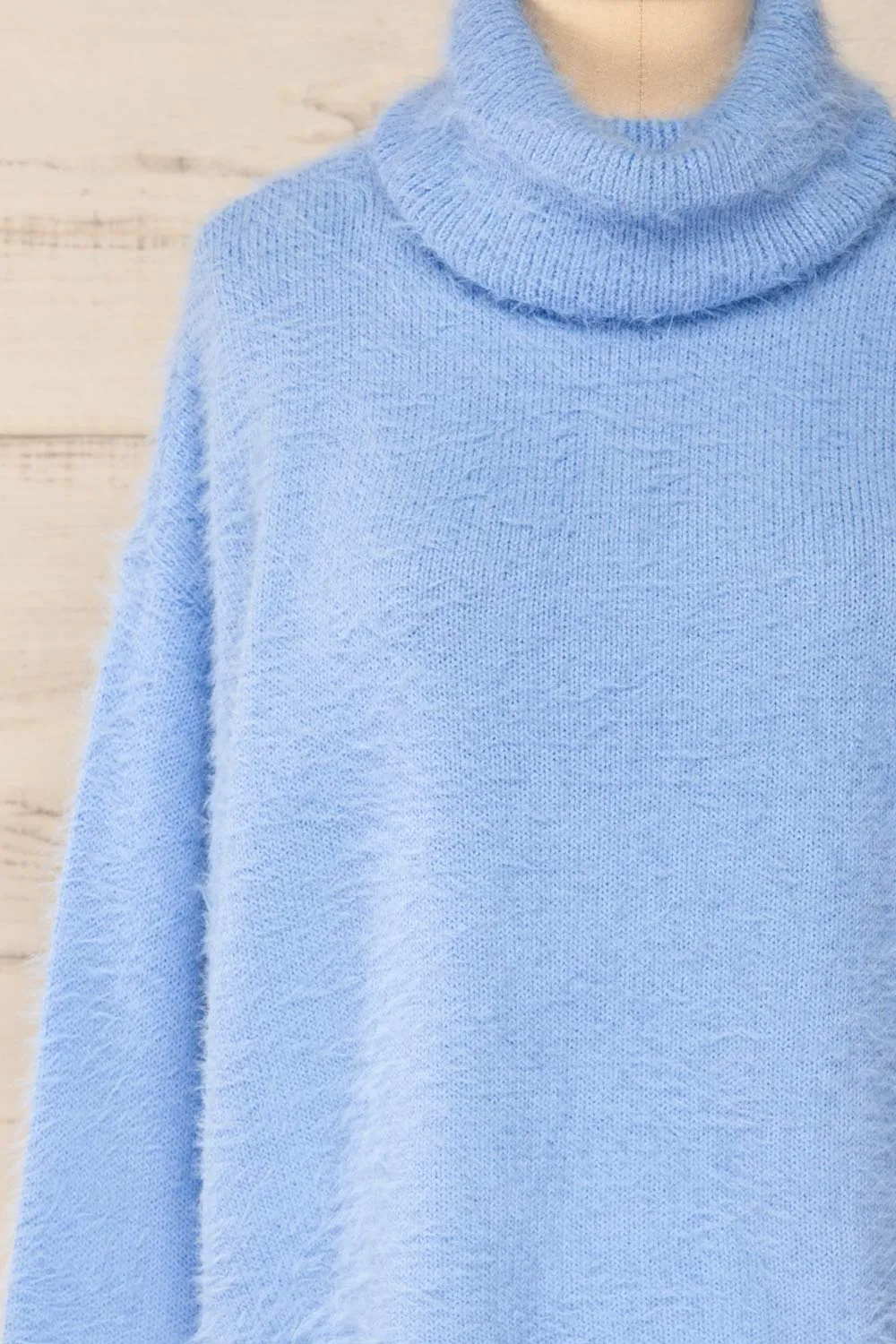 Titania Blue | Fuzzy Turtleneck Sweater